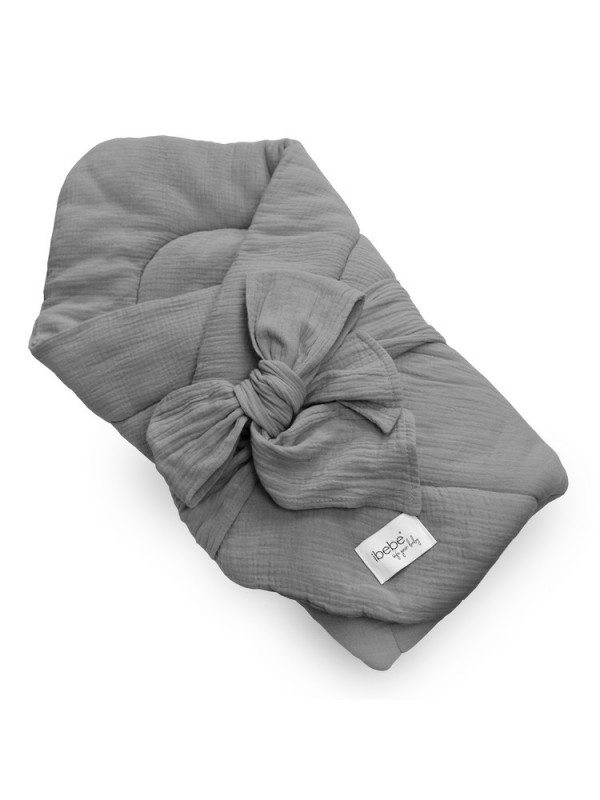 Gray muslin baby blanket